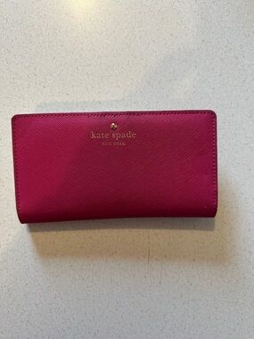 Kate Spade hot pink Saffiano Continental Wallet